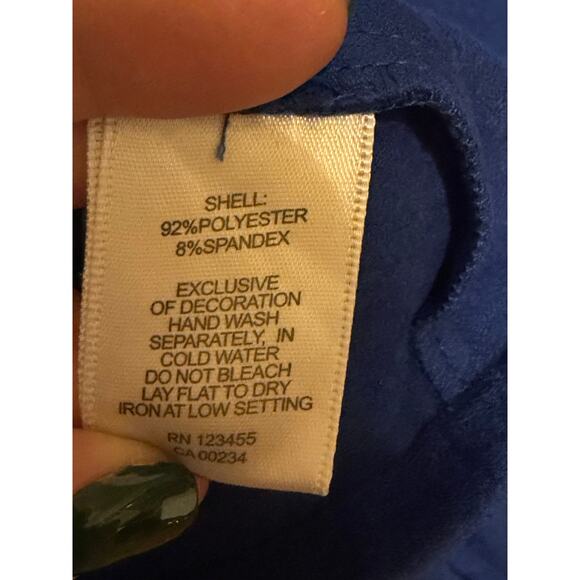 Lord & Taylor Design Lab Blue Faux Suede V-Neck Minin Dress Women's Size Small - Picture 7 of 9